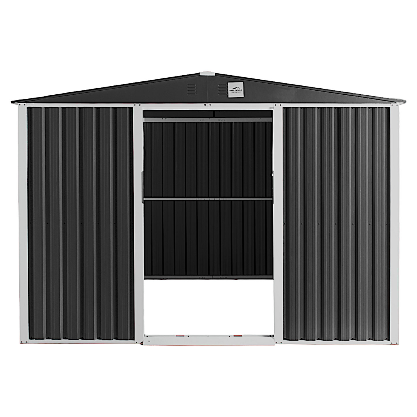 物置 屋外 大型 幅240奥行180高さ205 倉庫 収納庫 メタルシェッド 小屋 自転車 おしゃれ スチール 8x6フィート 引き戸 ダークグレー